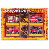 CENTRÁFRICA - CAMINHÕES DOS BOMBEIROS,SÉRIE COM 4 SELOS MINT - ANO 2013 