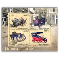 GUINÉ BISSAU - OS PRIMEIROS AUTOMÓVEIS,SÉRIE COM 4 SELOS MINT - ANO 2013 