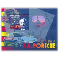 GUINÉ BISSAU - F.A. PORSCHE E SEUS AUTOMÓVEIS, BLOCO MINT - ANO 2013 