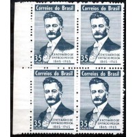 C-0529Y - 1965 - centenário do nascimento de Epitacio Pessoa - papel marmorizado - quadra - MINT - GOMADA - RHM R$ 240,00 (48 UFs X R$ 5,00)