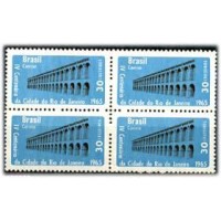 C-0544Y - 1964 - 4° CENTENÁRIO DO RIO DE JANEIRO,ARCOS DA LAPA - MARMORIZADO - QUADRA - MINT - GOMADA - RHM R$ 225,00 (45 UFs X R$ 5,00)