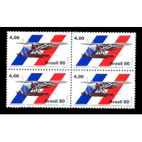 C-1146 - 1980 -  CINQUENTENÁRIO DA 1 ª TRAVESSIA AEROPOSTAL DO ATLANTICO - QUADRA MINT - GOMADA - RHM R$ 8,00 ( 1,60 UFS X R$ 5,00)