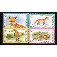 MONGOLIA - Y 1568/71 (1987) - FAUNA - A RAPOSA - SERIE 4 SELOS MINT