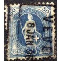 SUIÇA - Y 0076 (1882-1904) HELVETIA EM PÉ - 50c AZUL - USADO