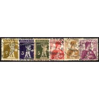 SUIÇA - Y 0128/133 (1909) WALTER TELL E HELVETIA ( BUSTO) - SÉRIE 6 SELOS USADOS