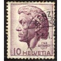 SUIÇA - Y 0427 (1946) BICENTENÁRIO DO NASCIMENTO DO FILÓSOFO E EDUCADOR HENRI PESTALOZZI (1747-1827) PERFIL - SELO USADO