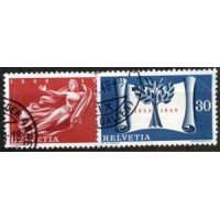 SUIÇA - Y0455/456 (1948) CENTENÁRIO DO ESTADO CONFEDERADO ATUAL - ALEGORIAS -SÉRIE 2 SELOS USADOS