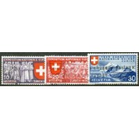 SUIÇA - Y 0320/322 (1939) EXPOSIÇÃO NACIONAL DE ZURICH- COM LEGENDA : EXPOSITION NACIONALE SUISSE - 3 SELOS USADOS 