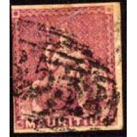 MAURITIUS - Y 14 (1858) FIGURA ALEGÓRICA DA GRAN BRETANHA - (9p) VALOR NÃO INDICADO LILÁS ROSA - USADO