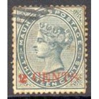 MAURITIUS - Y 65 (1883-87) RAINHA VICTORIA COM SOBRECARGA - 2c SOBRE 13 CTS - SOBRECARGA VERMELHA -NOVO COM UM POUQUINHO DE FERRUGEM