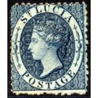 ST.LUCIA - Y 5 (1863) - EFÍGIE DA RAINHA VICTORIA SEM VALOR INDICADO - FILIGRANA CC- 4p AZUL ESCURO - NOVO - SEM GOMA