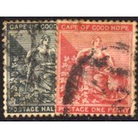 CABO DA BOA ESPERANÇA - Y 33+34 (1885-94) ESPERANÇAS 1/2p E 1p - 2 SELOS USADOS DE SÉRIE DE 8