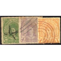 GUATEMALA - Y 11+13+14 (1878) CABEÇA DE ÍNDIO - 3 SELOS USADOS DE SÉRIE DE 6 