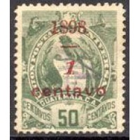GUATEMALA - Y 82 (1898) QUEIXAL COM SOBRECARGA - 1c SOBRE 50c VERDE OLIVA , NOVO 