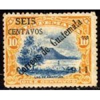 GUATEMALA - Y 148 (1911) SELO DE 1902 COM SOBRECARGA- 6C SOBRE 10c LARANJA EM DIAGONAL - SELO NOVO 