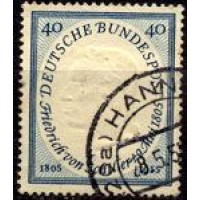 ALEMANHA FEDERAL - Y 0086 (1955) 150º ANIVERSÁRIO DA MORTE DO POETA E. VON SCHILLER - PERFIL EM RELEVO- BONITO SELO USADO