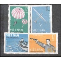 VIETNAM DO NORTE - Y 388/91 (1964) - JOGOS ESPORTIVOS MILITARES - SERIE 4 SELOS MINT EMITIDOS SEM GOMA