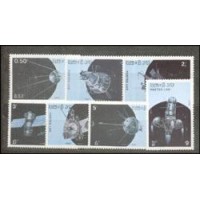 LAOS - Y 756/62 (1987) - 30º ANIVERSARIO DO LANÇAMENTO DO PRIMEIRO SATELITE - SERIE 7 SELOS MINT