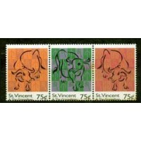ST.VICENT - Y 2994/96 (1997) - NOVO ANO CHINÊS - ANO DO BOI - SERIE 3 SELOS MINT SE-TENANT NS HORIZONTAL