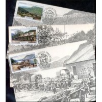 TRANSKEI - 3 MAXIMOS POSTAIS COM OS SELOS Y 180+182+183 (1986) - HISTORICO DO PORTO SAINT-JOHNS  FALTA O SELO  Y 181  PARA COMPLETAR A SERIE