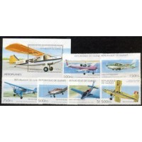 GUINE - Y 1052/1057+B- 111(1995) AEROPLANOS DIVERSOS - SÉRIE 6 SELOS E BLOCO MINT