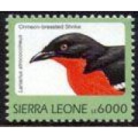 SERRA LEOA - Y 2647 (1999) SÉRIE CORRENTE - AVES - 6.000 L LANIARIUS ATOCOCCINEUS - SELO MINT