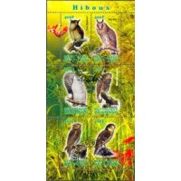 CONGO - CORUJAS 2012 - SÉRIE COM 6 SELOS USADOS EMITIDOS  EM FOLHINHA