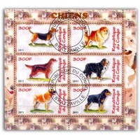 CONGO - ANO 2013 - CACHORROS, SÉRIE COM 6 SELOS EMITIDOS EM FOLHINHA