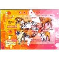 CONGO - FAUNA - CACHORROS - 2013 - BLOCO CARIMBADO 
