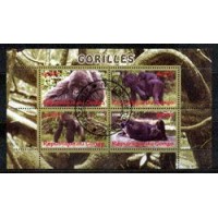 CONGO FAUNA - GORILAS -  SERIE 4 SELOS USADOS EMITIDOS EM FOLHINHA