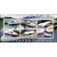 CONGO - TRENS DE ALTA VELOCIDADE 2012 - SÉRIE COM 6 SELOS  USADOS EMITIDOS EM FOLHINHA - ANO 2012 