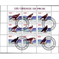 COSTA DO MARFIM - AVES DE RAPINA 2009 - SÉRIE COM 9 SELOS USADOS EMITIDOS EM FOLHINHA