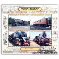 COSTA DO MARFIM - ANO 2011 - TRENS DA ÁFRICA  - SERIE 4 SELOS USADOS EMITIDOS EM FOLHINHA