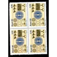 C-1160 - 1980 - EMBRATEL 15 ANOS - QUADRA MINT - GOMADA - RHM R$ 8,00 ( 1,60 UFS X R$ 5,00)