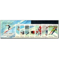 GUINE BISSAU - Y224/30 BL.43 (1983) - OLIMPÍADA DE INVERNO A SARAJEVO, SÉRIE COM 7 SELOS MINT, BLOCO - ANO 2013 
