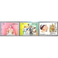 LIBÉRIA - Y746/48 - 25 ANOS DA COROAÇÃO DA RAINHA ELISABETH II 1977 - SÉRIE COM 3 SELOS MINT