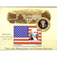 LIBÉRIA - 4° PRESIDENTE DOS USA - JAMES MADISON (1809/1817) 2001 - BLOCO MINT - ANO 2013 