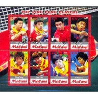MALAWI ESPORTE - ANO 2012 MALAWI - CAMPEÃOS DE TENIS DE MESA 2012 - SÉRIE COM 8 SELOS USADOS EMITIDOS EM FOLHINHA