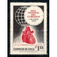 CHILE - MÊS MUNDIAL DA SAÚDE DO CORAÇÃO - NO CORAÇÃO PALPITA A SAÚDE - 7 DE ABRIL DE 1972-SELO NOVO COM GOMA ORIGINAL PERFEITA