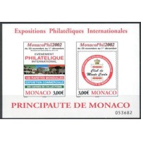 Mônaco - 2002 - Exposições Filatélicas Internaciona - Selo sobre selo - Bloco mint.