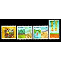 NICARÁGUA - 1347/50 DO ANO 1984 - UNESCO - MOVIMENTO DE PRESERVAÇÃO AMBIENTAL - AGRICULTARA - MÃOS E DESENHO INFANTIL - SÉRIE 4 SELOS USADOS