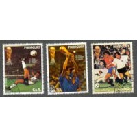 PARAGUAY - Y A-912/14 DO ANO 1982 - COPA DO MUNDO DE FUTEBOL NA ESPANHA EM 1982- FINAIS DO CAMPEONATO - SÉRIE 3 SELOS USADOS
