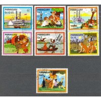 PARAGUAY - Y 2169/75 DO ANO 1985- LITERATURA INFANTO-JUVENIL- ANO INTERNACIONAL DA JUVENTUDE- PERSONAGENS DAS AVENTURAS DE  TOM SAWYER DE MARK TWAIN- NAVIOS- BARCOS ETC -SÉRIE 7 SELOS USADOS