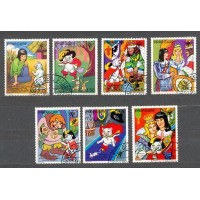 PARAGUAY - Y 1919/25 DO ANO 1982 - LITERATURA INFANTIL -O GATO DE BOTAS - SÉRIE 7 SELOS USADOS