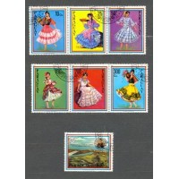 PARAGUAY - Y 1864/70 DO ANO 1981- COMEMORAÇÃO DA ASSINATURA DO TRATADO DE ITAIPU ENTRE O PARAGUAI E O BRASIL -REPRESA E  TRAJES TÍPICOS - SÉRIE 7 SELOS USADOS