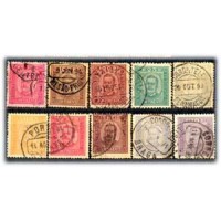 PORTUGAL - Y66/67/68/69/70/71/72/74/75 (1892/93) - CARLOS 1° SÉRIE INCOMPLETA (FALTAM OS NÚMEROS 73 E 76) ,COM 10 SELOS USADOS TEM 1 SELO COM VARIAÇÃO DE COR