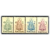 PORTUGAL - Y730/33 (1950) - ANO SANTO E HOMENAGEM A NOSSA SENHORA DE FÁTIMA, SÉRIE COM 4 SELOS NOVOS COM MARCA DE CHARNEIRA SEM GOMA 