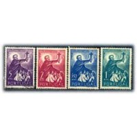 PORTUGAL - Y770/73 (1952) - 4° CENTENÁRIO DA MORTE DE ST. FRANCISCO XAVIER,SÉRIE COM 4 SELOS NOVOS COM PONTOS DE FERRUGEM SEM GOMA