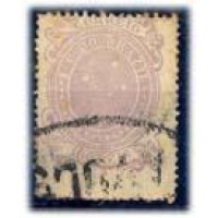 R-078E - 1890 - SELO CRUZEIRO TIPOGRAVADO - 100 RÉIS LILÁS - COM OVAL CENTRAL PARTIDA - CARIMBADO - SEM GOMA - PONTOS DE OXIDAÇÃO - RHM 55 UFS