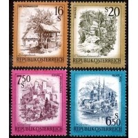 Austria - Y 1378/81 (1977) - série corrente - paisagens - série completa com 4 selos novos com goma perfeita.